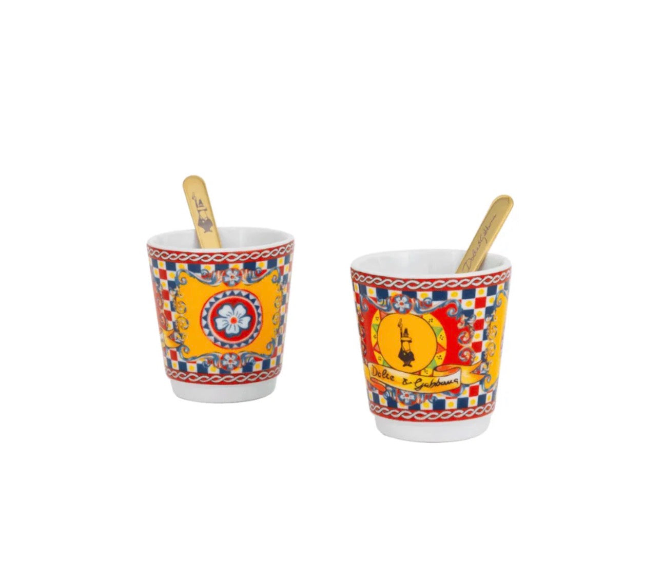 Bialetti Dolce & Gabbana Moka Express 2-Cup, Porcelain Cup & Stirrers Set