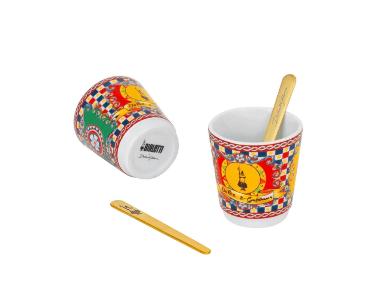 Bialetti Dolce & Gabbana Moka Express 2-Cup, Porcelain Cup & Stirrers Set