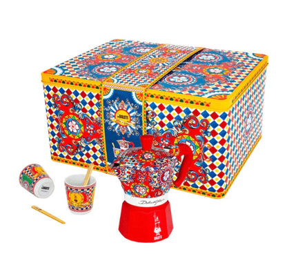 Bialetti Dolce & Gabbana Moka Express 2-Cup, Porcelain Cup & Stirrers Set