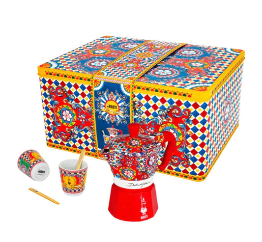 Bialetti Dolce & Gabbana Moka Express 2-Cup, Porcelain Cup & Stirrers Set